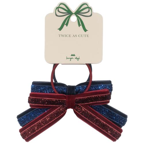 Konges Sløjd 2 Pack Velvet Bow Elastic - Red/Navy | Marine blå | 0