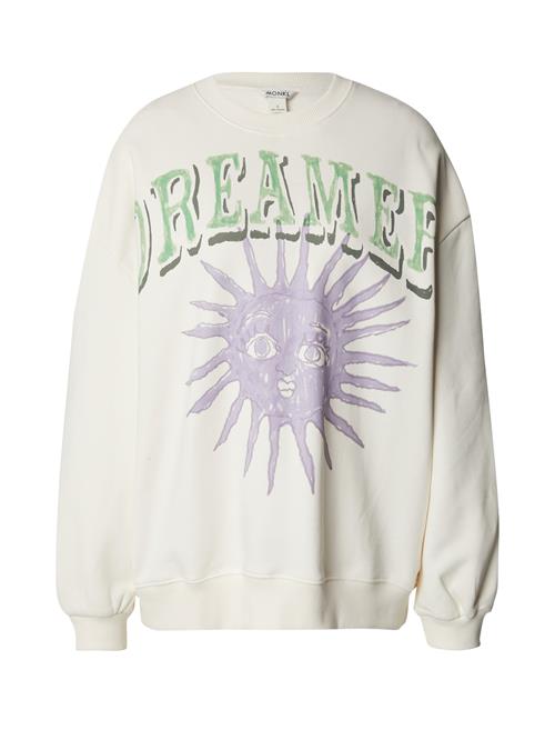 Monki Sweatshirt 'Fancy Susie'  antracit / kiwi / lavendel / hvid