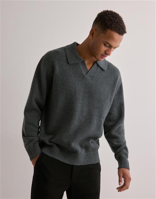 Jack & Jones Jorollie Knit Ls Polo Langærmede polotrøjer Grå