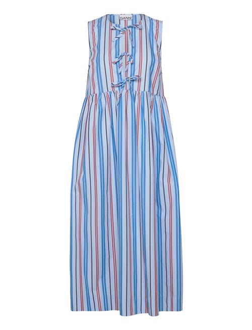 Ganni Stripe Cotton Midi Dress Ganni Blue