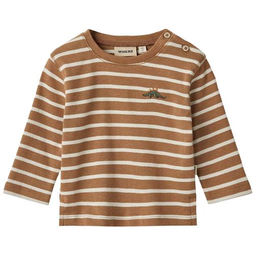 Wheat Stribet langærmet T-shirt 5078 Caramel Stripe | Brun | 92 cm