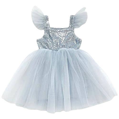 DOLLY by Le Petit Tom Dolly Universe Sequin Glitter Galaxy Tutu Dress Silver Grey | Sølv | 6-8 years