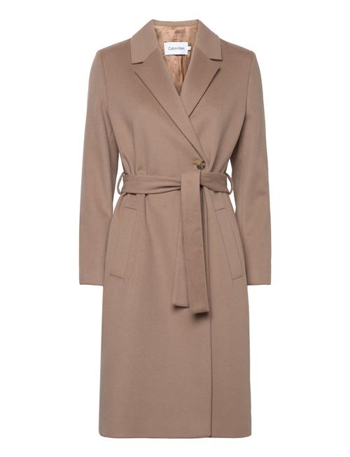 Calvin Klein Essential Wool Wrap Coat Calvin Klein Beige