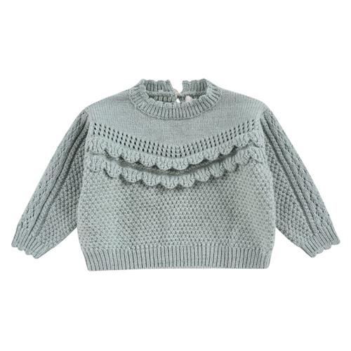 Louise Misha Ionnisa Strikket Baby Sweater Sauge 18 months  Grøn  18 måneder  kvinde