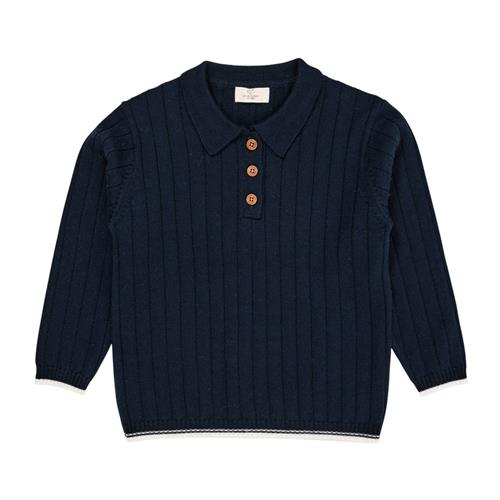 Copenhagen Colors Merino Wool Polos Navy/Cream Combi | Marine blå | 116 cm