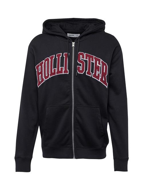 HOLLISTER Sweatjakke  bordeaux / sort / hvid