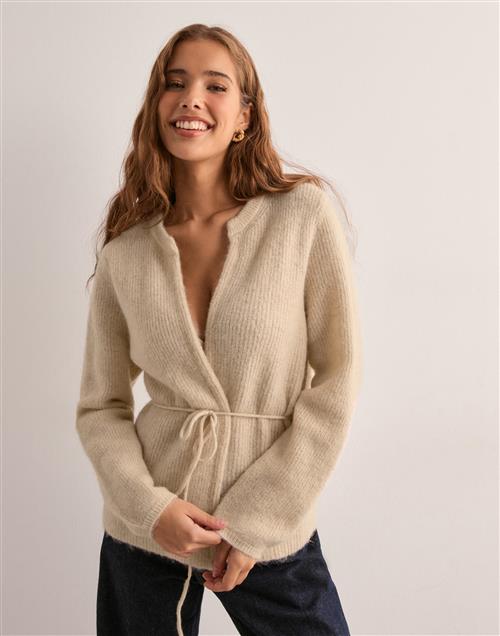 Selected Femme - Beige - Slfsia Ras Ls Knit Belt Cardigan