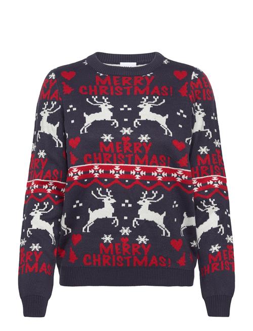 Vila Vianna Reindeer Christmas Knit Top/Ka Vila Navy