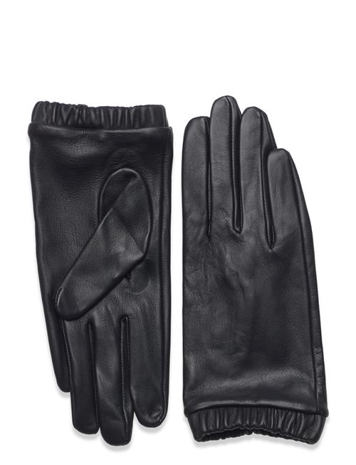 Lindex Leather Glove W Elastic At Wri Lindex Black