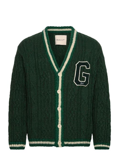 GANT Seasonal G Cable V-Neck Cardigan GANT Green