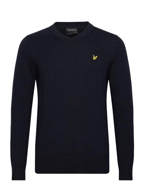 Lyle & Scott Cotton Merino V Neck Jumper Lyle & Scott Navy