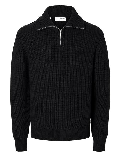 Slhland Ls Knit Half Zip Selected Black