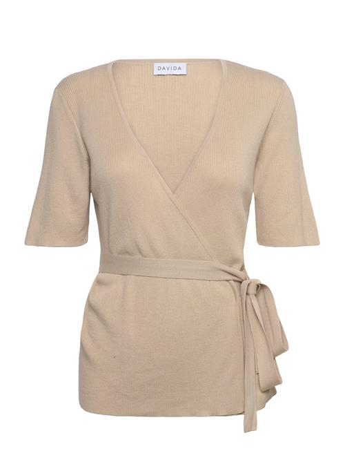 Davida Cashmere Fine Knit Wrap Top Davida Cashmere Beige