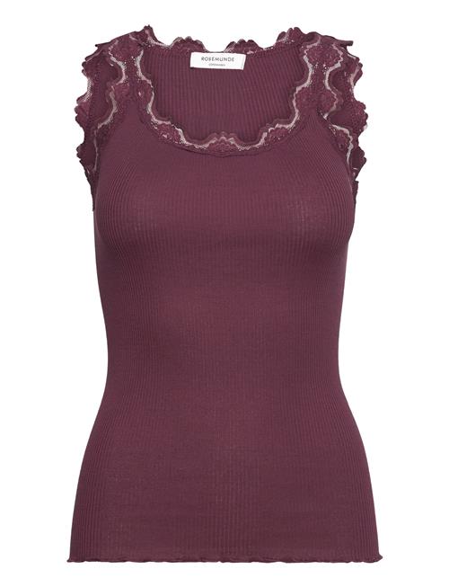 Rosemunde Rwbabette Sl U-Neck Long Lace Top Rosemunde Burgundy