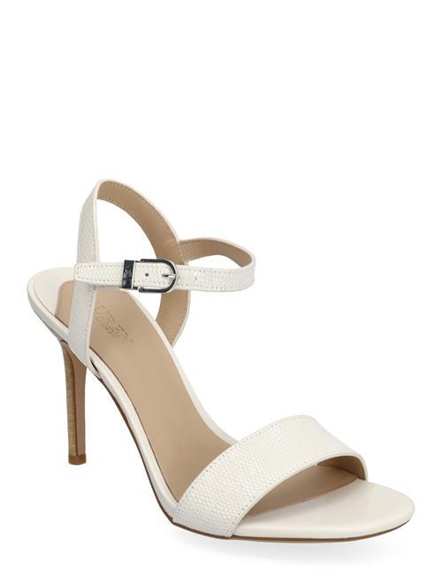 Lauren Ralph Lauren Gwen Lizard-Embossed Leather Sandal Lauren Ralph Lauren White