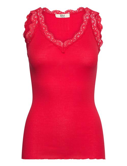 Rmwbalta Modal Sl Lace V-Neck Top RM By Rosemunde Red