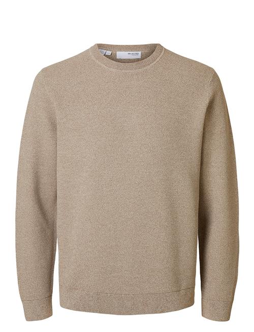 Selected Homme Slhross Ls Knit Structure Crew Neck Noos Selected Homme Beige