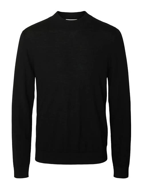 Slhtray Ls Knit Merino Mock Neck Noos Selected Black