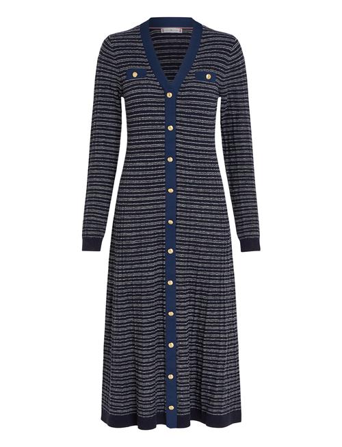 Textured V-Neck Swt Maxi Dress Tommy Hilfiger Navy