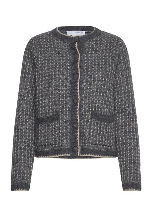 Slfsine Ls Knit Cardigan Selected Grey