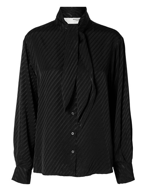 Se Slfcassia Ls Scarf Shirt B Selected Black ved Booztlet