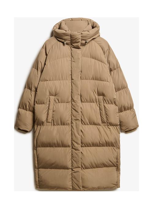 Superdry Longline Hooded Puffer Jacket Superdry Beige