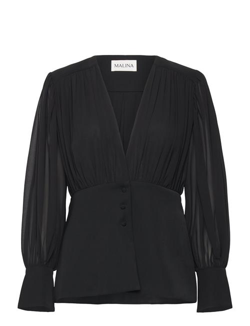 Malina Wilhelmina Wrap Detail Chiffon Blouse Malina Black