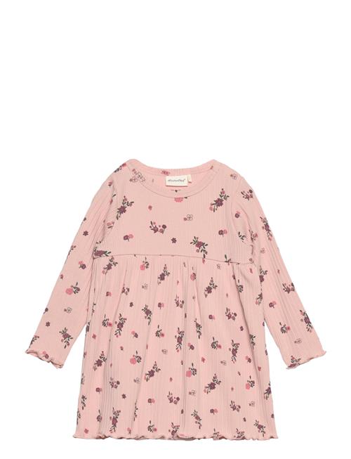 Dress Ls Aop Rib Minymo Pink