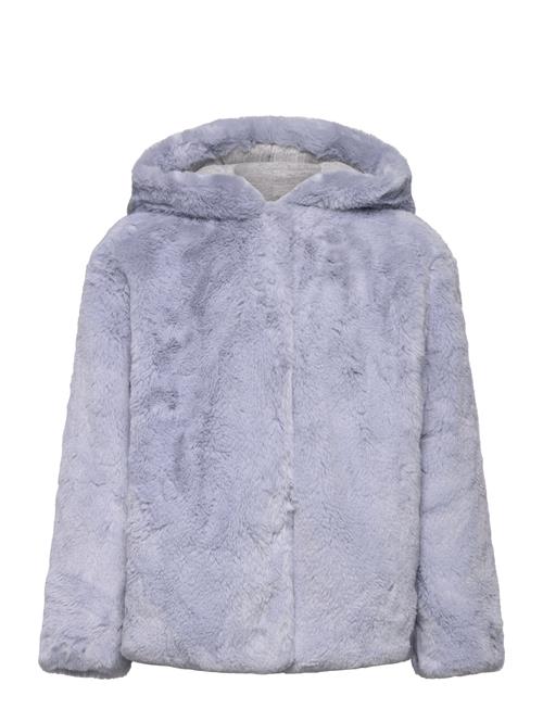 Coat With Fur-Effect Hood Mango Blue