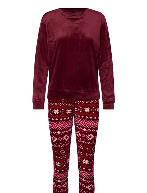 Hunkemöller Pj Set Velours Fairilse Hunkemöller Red