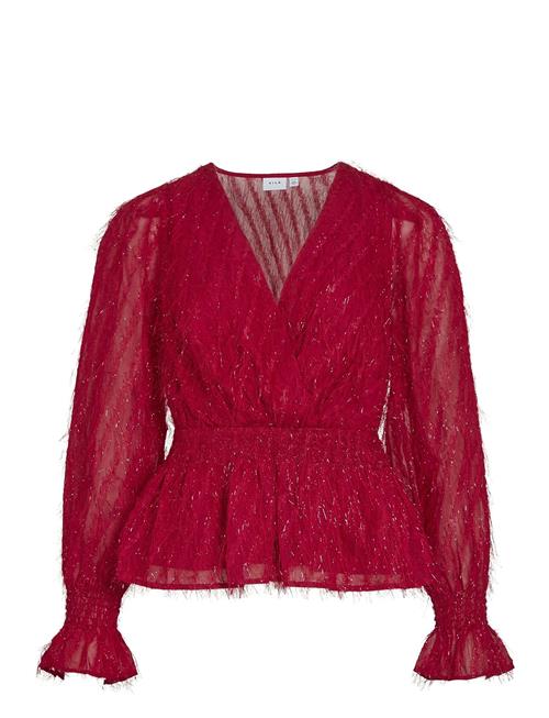 Vila Vifeather L/S V-Neck Top /Ka Vila Red