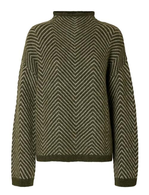 Selected Femme Slflulu Ls Herringb Knit High Neck Selected Femme Green