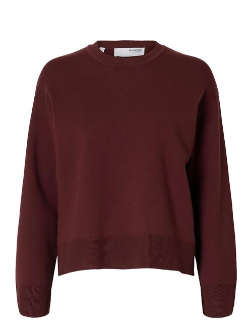 Selected Femme Slfkamma Ls Knit O-Neck Selected Femme Burgundy