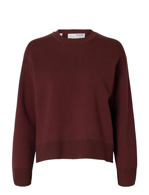 Slfkamma Ls Knit O-Neck Selected Burgundy