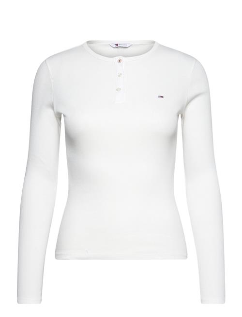 Tommy Jeans Tjw Slm Button Rib C-Neck Ls Ext Tommy Jeans White