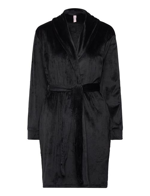 Hunkemöller Velours Short Bathrobe Hunkemöller Black