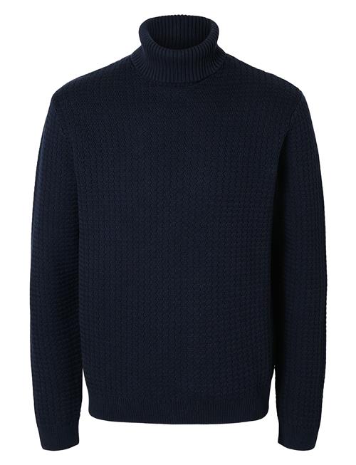 Selected Homme Slhzig Ls Knit Structure Roll Neck Selected Homme Navy