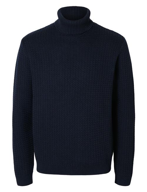 Slhzig Ls Knit Structure Roll Neck Selected Navy
