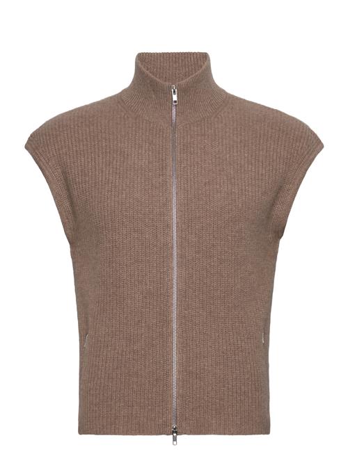 Davida Cashmere Man Zip Pockets Vest Davida Cashmere Brown