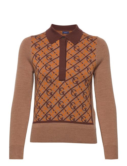 GANT D2. G Pattern Collar Top GANT Brown