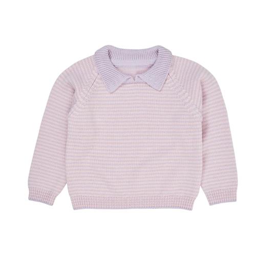 Copenhagen Colors Merino Wool Striped Bluse Lavender/Soft Pink Stripe | Lilla | 128 cm