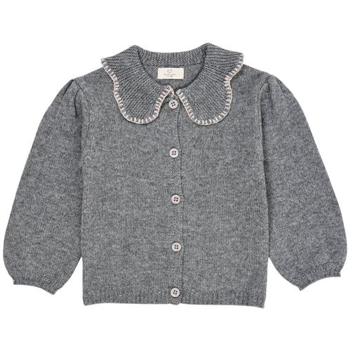 Copenhagen Colors Cashmere cardigan med krave Grey Mel | Grå | 104 cm