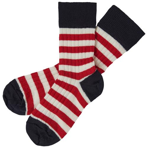 FUB 2-pak Klassiske Stribede Sokker Ecru/Rød 25-28 EU  Creme  25-28 EU  Unisex