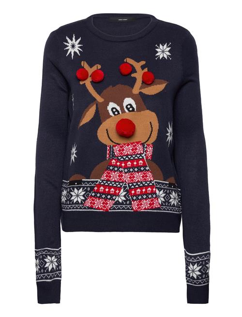 Vero Moda Vmnewfrostydeer Ls O-Nck Blouse Xmas Rep Vero Moda Navy