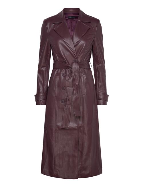 Bardot Vegan Leather Trench Coat Bardot Burgundy