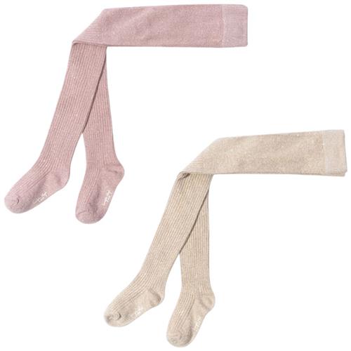 Konges Sløjd 2-Pack Rib Glitter Tights Rose & Off White | Hvid | 116/122 cm