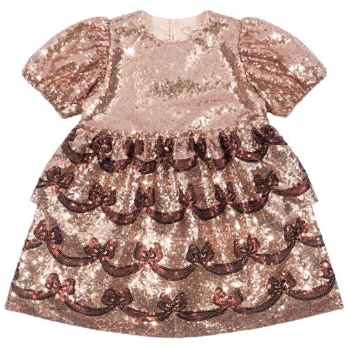 Konges Sløjd Starla Bow Wow Dress - Gold Blush | Lyserød | 2 years