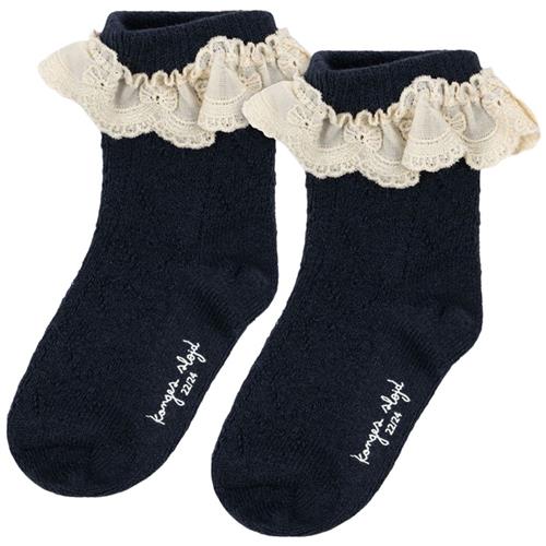 Konges Sløjd Wool Pointelle Socks Navy | Marine blå | 19-21 EU