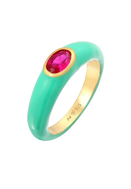 Se ELLI Ring 'Solitär'  turkis / guld / magenta ved About You