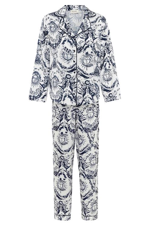 Se DENIM CULTURE Pyjamas  navy / hvid ved About You
